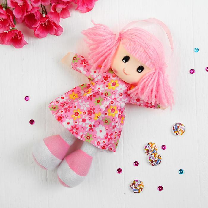 Мягкая игрушка «Кукла», в ситцевом платье, с хвостиками, цвета МИКС - фото 1905310804