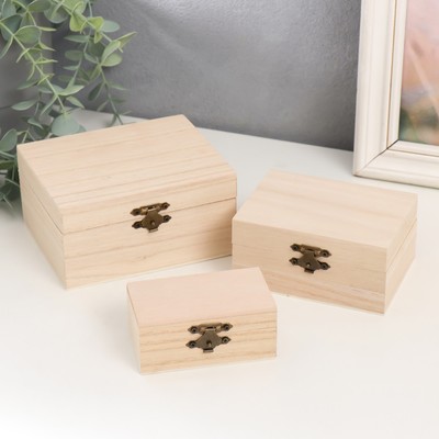 Набор шкатулок для росписи дерево «Сундучки», 3 шт., для творчества, декора