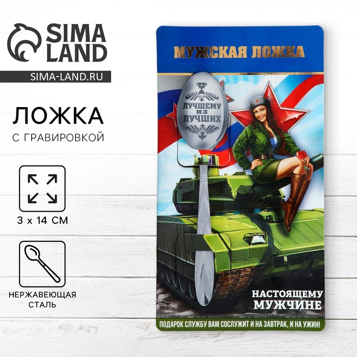 Ложка чайная с гравировкой «За тобой как за стеной!», h=14 см - Фото 1