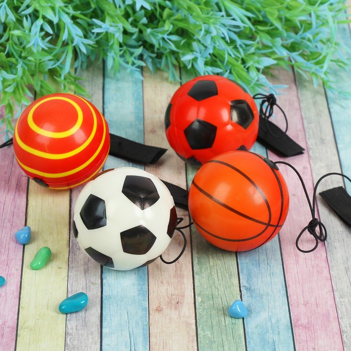 Мяч «Спорт», мягкий, на резинке, цвета МИКС - Фото 1
