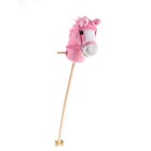 Мягкая музыкальная игрушка "Лошадь" на палке с колесиками, розовая - Фото 1