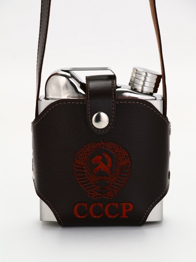 Фляжка «СССР», нержавеющая сталь, чехол, 540 мл