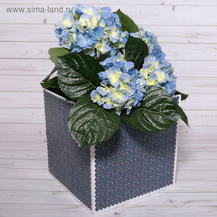 Пакет для цветов "Звёзды", синий, 10 х 10 х 10 см - Фото 1