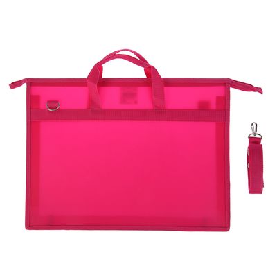 Папка для чертежей и рисунков A3, 420×343×50 мм, с ручками, пластиковая, молния сверху, 0.9 мм, «Стандарт» ПР 5, плечевой ремень, розовая