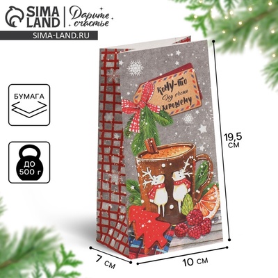 Пакет подарочный без ручек новогодний «Кому‒то ну очень хорошему», 10×19.5×7 см