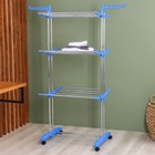 Сушилка для белья напольная 3-х уровневая Доляна, 75(126)×64×170 см, рабочая длина 16 м, на колёсах, нержавеющая сталь - Фото 4