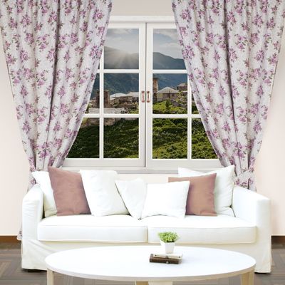 Штора портьерная "Этель" 200х250 см + держатель Цветение, блэкаут, 100% п/э