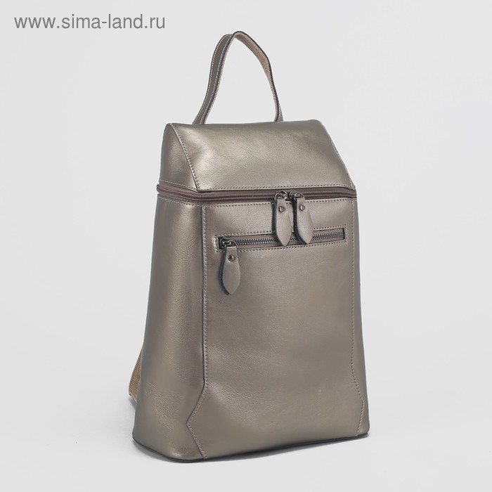 Рюкзак молодёжный на молнии, 1 отдел, 2 наружных кармана, цвет бронзовый - Фото 1