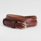 Ремень женский, пряжка золото, ширина - 1 см, цвет коричневый - Фото 1