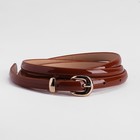 Ремень женский, гладкий, пряжка хомут золото, ширина - 0,8 см, цвет коричневый - Фото 1