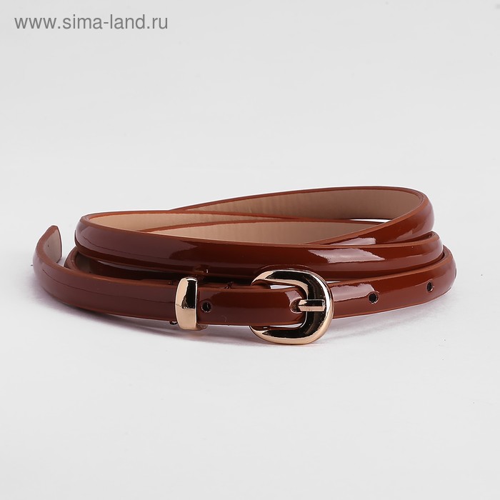 Ремень женский, гладкий, пряжка хомут золото, ширина - 0,8 см, цвет коричневый - Фото 1