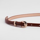 Ремень женский, гладкий, пряжка хомут золото, ширина - 0,8 см, цвет коричневый - Фото 2