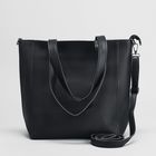 Сумка женская, отдел с перегородкой, наружный карман, длинный ремень, цвет чёрный - Фото 2