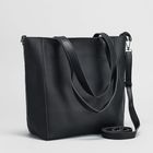 Сумка женская, отдел с перегородкой, наружный карман, длинный ремень, цвет чёрный - Фото 1