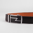 Ремень мужской, гладкий, пряжка-автомат металл, ширина - 3,5 см, цвет чёрный - Фото 2