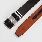 Ремень мужской, гладкий, пряжка-автомат металл, ширина - 3,5 см, цвет чёрный - Фото 3