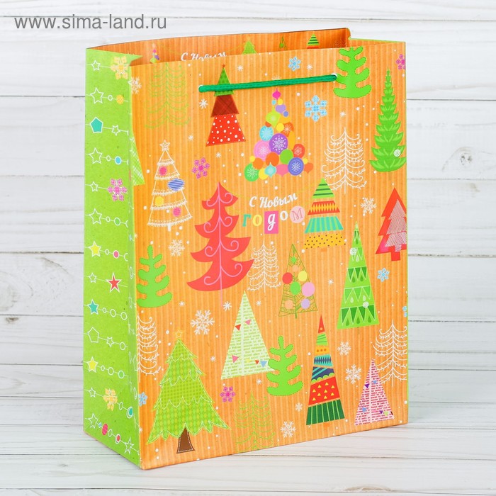 Пакет ламинированный вертикальный «Чудесные ёлочки», 11 × 14 × 5 см - Фото 1