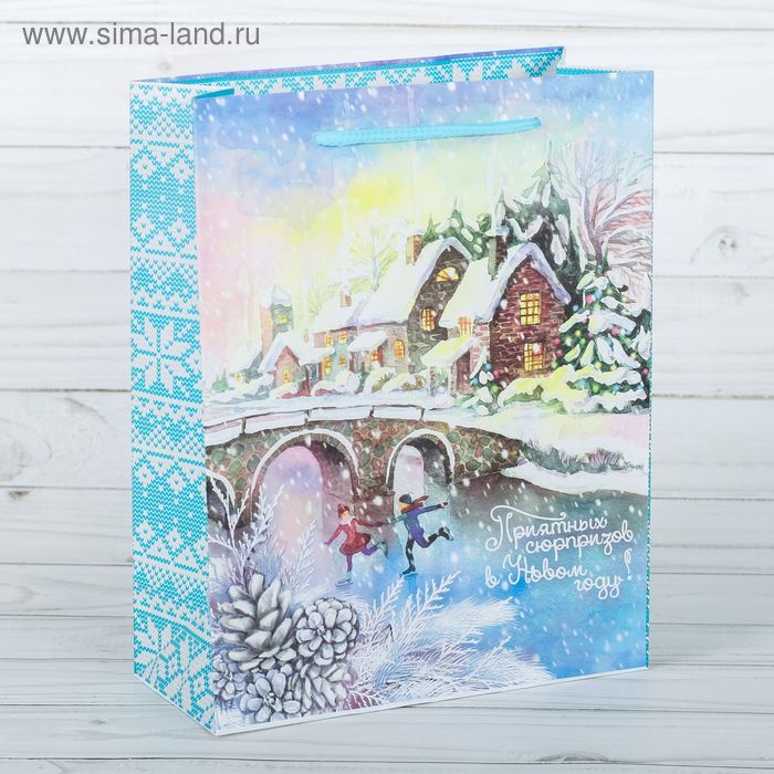 Пакет ламинированный вертикальный «Снежный вечер», 11 × 14 × 5 см - Фото 1