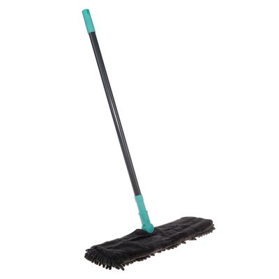 Швабра для мытья пола плоская Доляна, двусторонняя насадка из микрофибры 43×13 см, телескопическая ручка 75-120 см