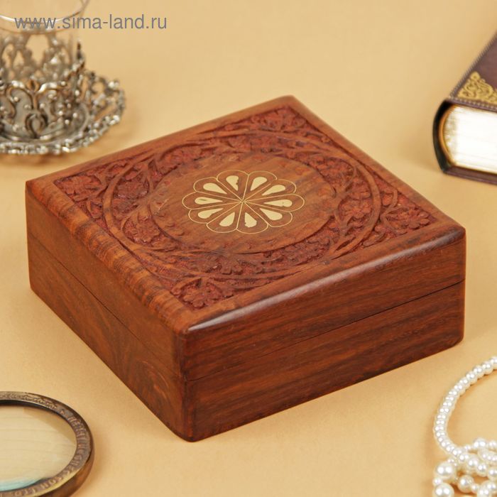 Шкатулка резная «Капли», 15×15×6.5 см, дерево - Фото 1