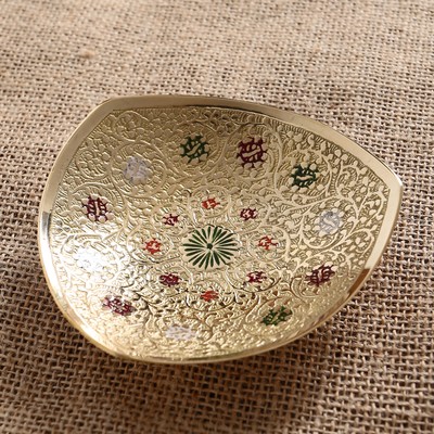 Блюдо «Роззи», 2.5×11×10.5 см, латунь, цветная эмаль