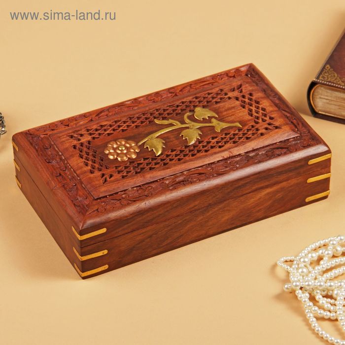 Шкатулка резная «Роза», 7×15×26 см, дерево - Фото 1
