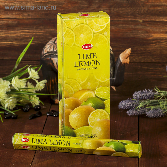 Благовония "HEM" 20 палочек угольные lime lemon - Фото 1