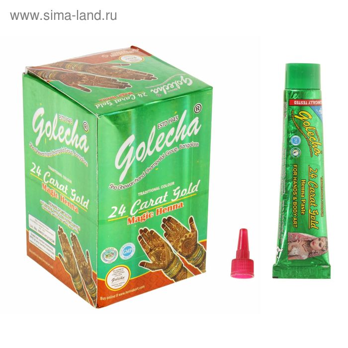 Хна для био тату Golecha 24 Carat Gold Magic Henna Green зелёный, туба, 35 г - Фото 1