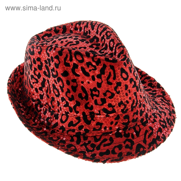 карнавал шляпа Клубная с паетками леопард-красная - Фото 1