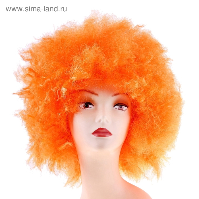 Карнавальный парик световой, мелкие кудри, оранжевый - Фото 1