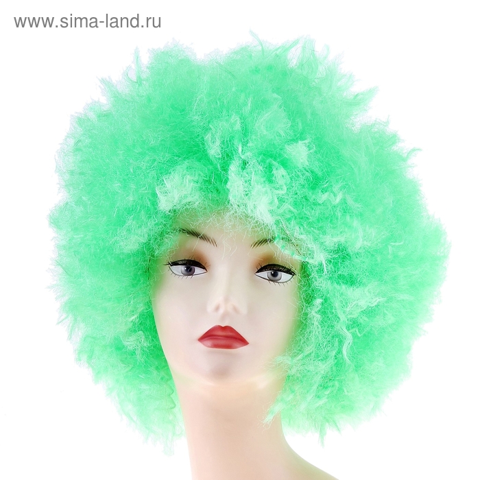 Карнавальный парик световой, мелкие кудри, зеленый - Фото 1