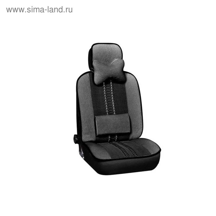 Чехлы сиденья меховые искусственные 5 предм. Skyway Arctic черный с поддержкой спины и подголовником - Фото 1