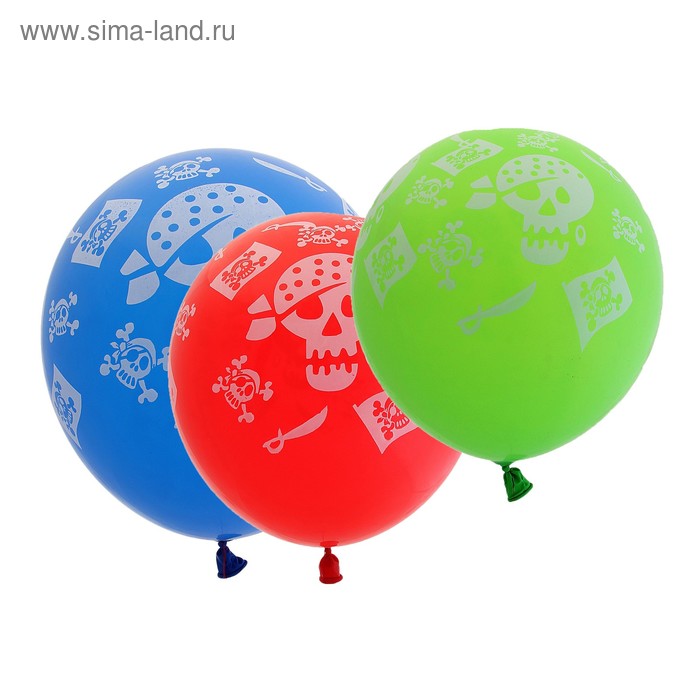 Шар латексный 25 шт. череп цвет цвета МИКС10" - Фото 1