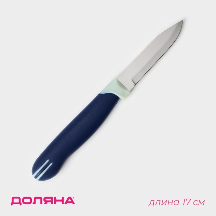Нож для овощей кухонный Доляна «Страйп», лезвие 7,5 см, цвет синий - фото 1908330281