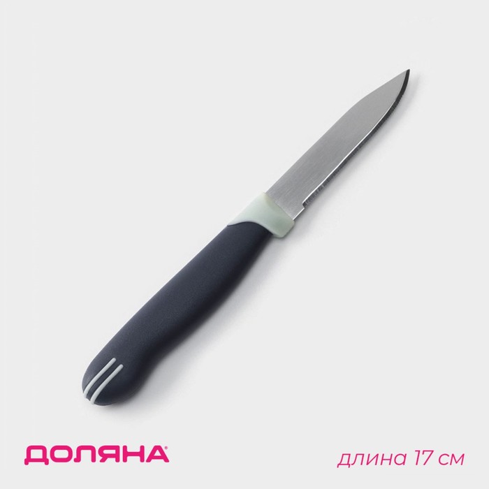 Нож для овощей кухонный Доляна «Страйп», зубчатое лезвие 7,5 см, цвет синий - фото 1908330286