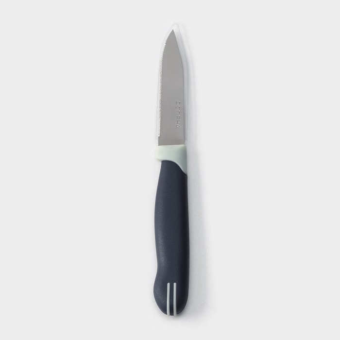 Нож для овощей кухонный Доляна «Страйп», зубчатое лезвие 7,5 см, цвет синий - фото 1908330289