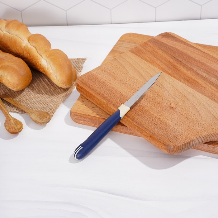 Нож для овощей кухонный Доляна «Страйп», зубчатое лезвие 7,5 см, цвет синий - фото 1908330290