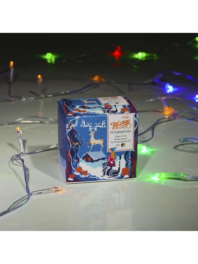Гирлянда «Нить» 2.5 м, IP20, прозрачная нить, 25 LED, свечение мульти, фиксинг, 220 В