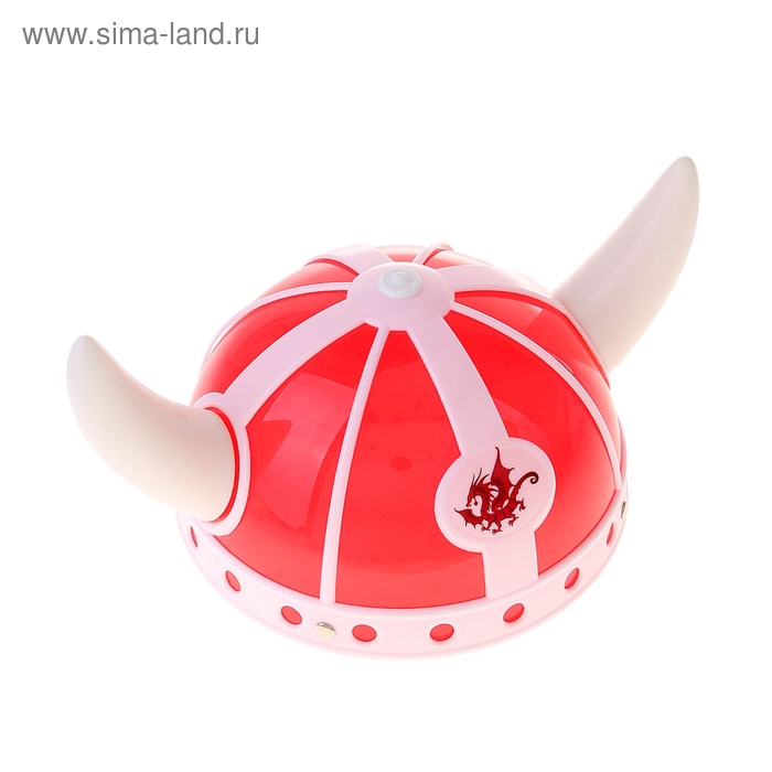 Шлем с рогами "Дракон", цвет красно-белый - Фото 1