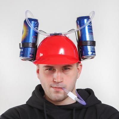 Карнавальная каска с отверстиями под банки, красная