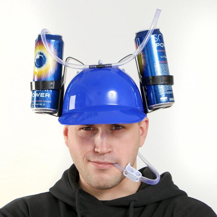 Карнавальная каска с отверстиями под банки, цвет синий - Фото 1