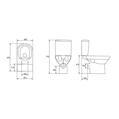 Унитаз компакт Cersanit CITY NEW CLEAN ON 011 3/5, дюр.slim, lift, e-off, белый