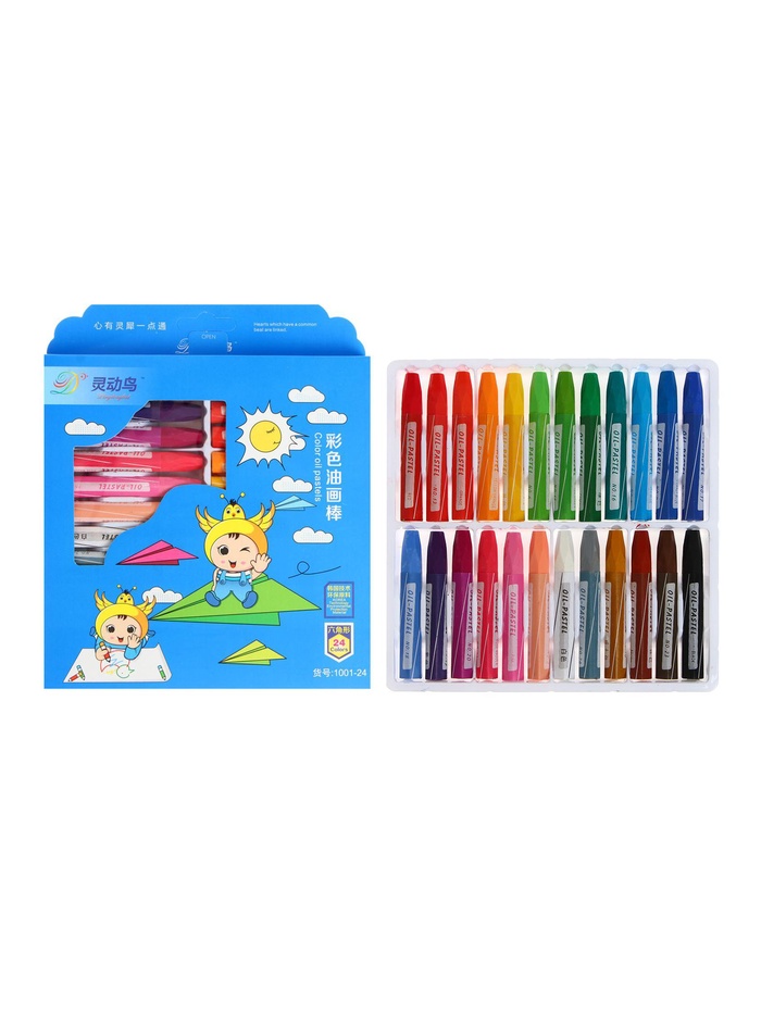 Пастель масляная 24 цвета, в бумажном держателе, в картонной коробке - Фото 1
