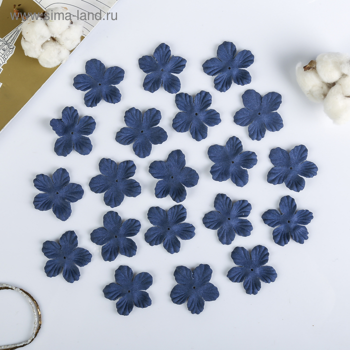 Декор для творчества под замшу "Пятилистник" темно-синий (набор 20 шт) 4,5х4,5 см - Фото 1
