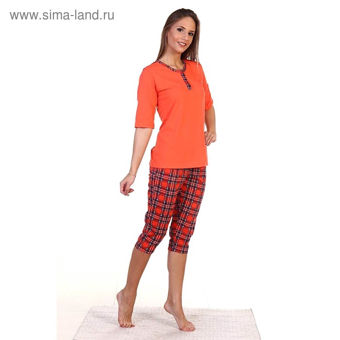 Пижама женская (футболка, бриджи) ПК227 цвет МИКС, р-р 58 - Фото 1