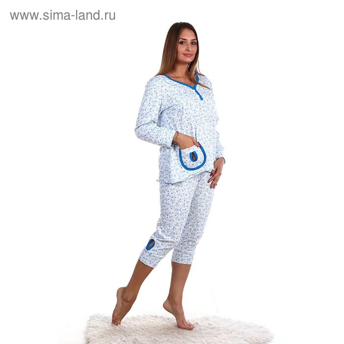 Пижама женская (фуфайка, бриджи) ПК99 цвет МИКС, р-р 50 - Фото 1