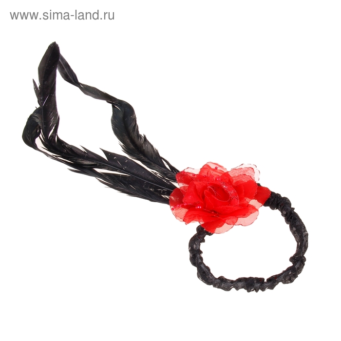 Повязка на голову "Мадам Пион" с перьями, цвета МИКС - Фото 1