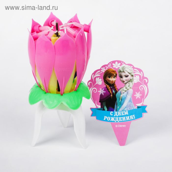 Свеча музыкальный цветок, Холодное сердце, 12.5 х 5.5 см