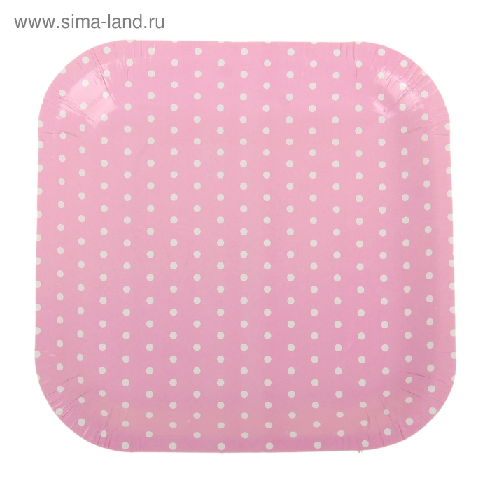 Набор бумажных тарелок "Горошек" розовый цвет, (6 шт), 18 см - Фото 1