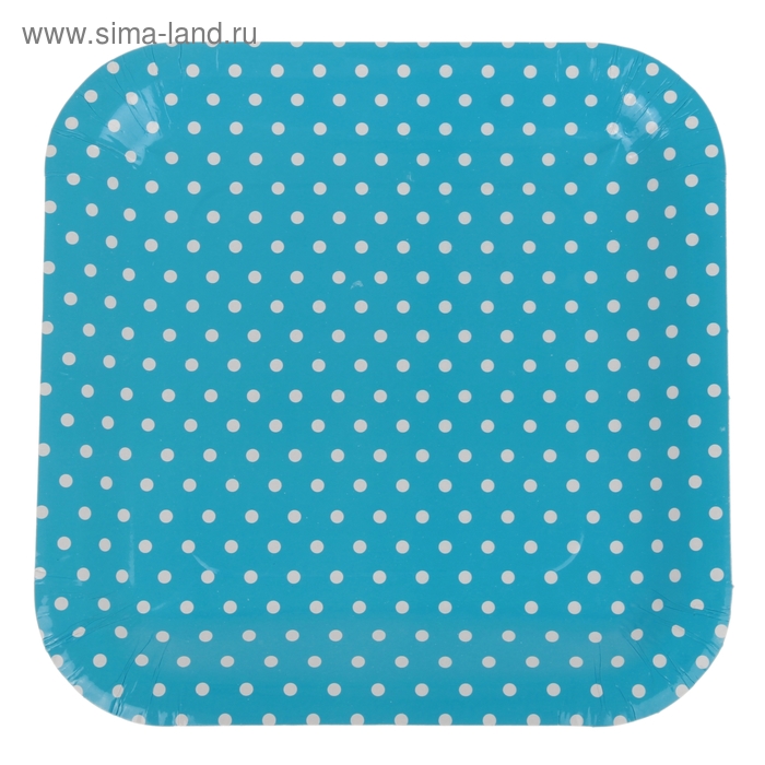 Набор бумажных тарелок "Горошек" голубой цвет, (6 шт), 23 см - Фото 1